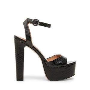 Pantofi Cu Toc Dama Steve Madden Skyla Snake Heel Negrii Snakeskin | SM-431LZ