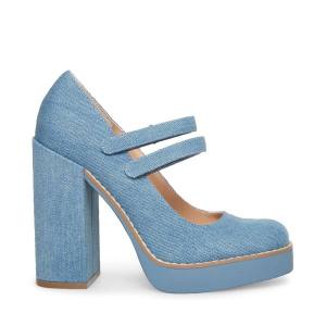 Pantofi Cu Toc Dama Steve Madden Twice Denim Fabric Heel Albastri | SM-209HY