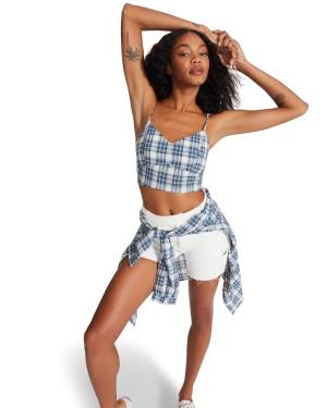 Topuri Dama Steve Madden Checkered Tank Albastri | SM-421CV