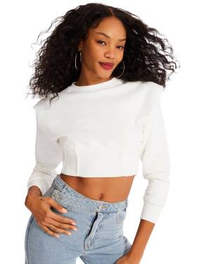 Topuri Dama Steve Madden Shoulder Pad Crew Neck Albi | SM-861LB